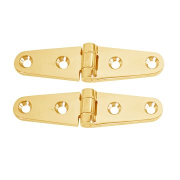 Whitecap Strap Hinge - Polished Brass - 4&quot; x 1&quot; - Pair