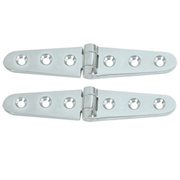 Whitecap Strap Hinge - CP/Brass - 6&quot; x 1-1/8&quot; - Pair