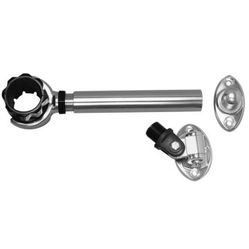 Rupp Threaded Antenna Support w/6&quot; Flat Mount, Oval 4-Way Base & 1.5&quot; Collar