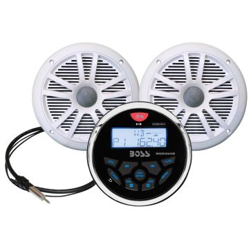 Boss Audio MCKGB350W.6 Marine Stereo &amp; 6.5&quot; Speaker Kit - White
