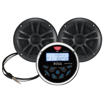 Boss Audio MCKGB350W.6 Marine Stereo &amp; 6.5&quot; Speaker Kit - Black