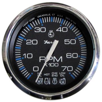 Faria Chesapeake Black SS 4&quot; Tachometer w/Systemcheck Indicator - 7000 RPM (Gas) f/ Johnson / Evinrude Outboard)
