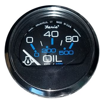 Faria Chesapeake Black 2&quot; Oil Pressure Gauge (80 PSI)