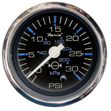 Faria Chesapeake Black 2&quot; Water Pressure Gauge (30 PSI)