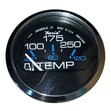 Faria Chesapeake Black 2&quot; Water Temperature Gauge (100-250&deg;F)