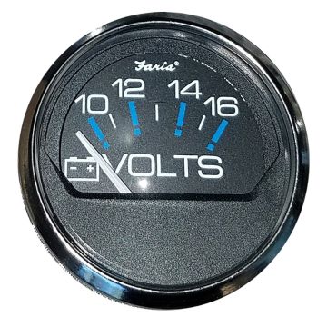 Faria Chesapeake Black 2&quot; Voltmeter (10-16 VDC)