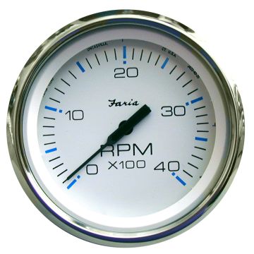 Faria Chesapeake White SS 4&quot; Tachometer - 4000 RPM (Diesel)(Mechanical Takeoff &amp; Var Ratio Alt)