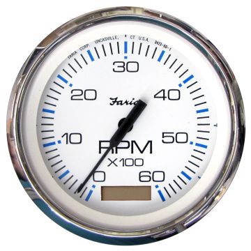 Faria Chesapeake White SS 4&quot; Tachometer w/Hourmeter - 6000 RPM (Gas)(Inboard)