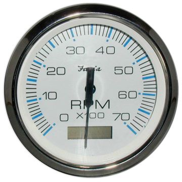 Faria Chesapeake White SS 4&quot; Tachometer w/Hourmeter - 7000 RPM (Gas) (Outboard)
