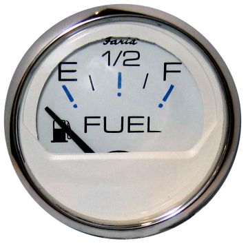 Faria Chesapeake White SS 2&quot; Fuel Level Gauge (E-1/2-F)