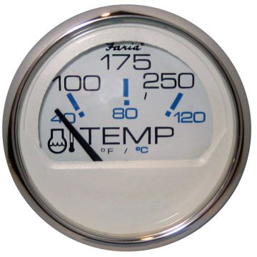 Faria Chesapeake White SS 2&quot; Water Temperature Gauge (100-250&#176;F)
