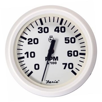 Faria Dress White 4&quot; Tachometer - 7000 RPM (Gas) (All Outboards)
