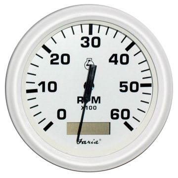 Faria Dress White 4&quot; Tachometer w/Hourmeter - 6000 RPM (Gas) (Inboard)