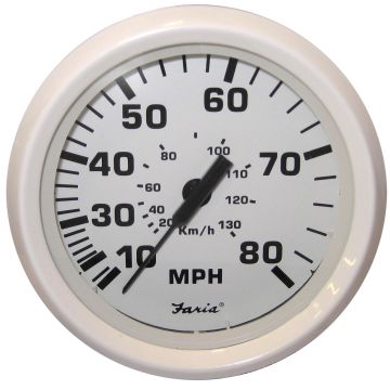Faria Dress White 4&quot; Speedometer - 80MPH (Pitot)