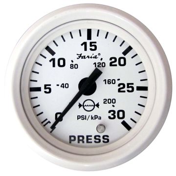 Faria Dress White 2&quot; Water Pressure Gauge (30 PSI)