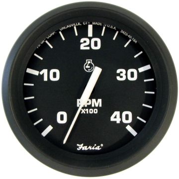Faria Euro Black 4&quot; Tachometer - 4000 RPM (Diesel) (Mechanical Takeoff)