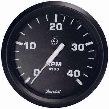 Faria Euro Black 4&quot; Tachometer - 4000 RPM (Diesel - Magnetic Pick-Up)