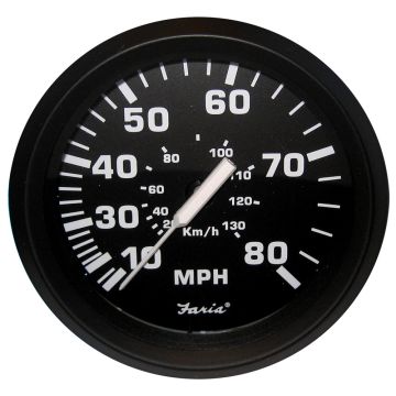 Faria Euro Black 4&quot; Speedometer - 80MPH (Pitot)