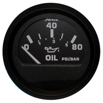 Faria Euro Black 2&quot; Oil Pressure Gauge (80 PSI)