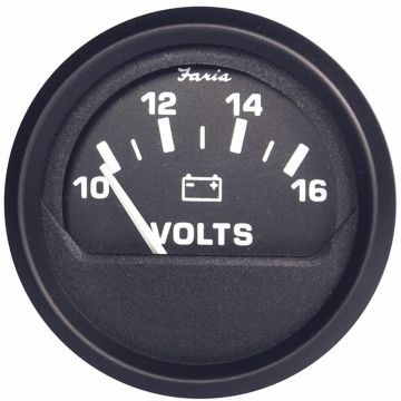 Faria Euro Black 2&quot; Voltmeter (10-16 V)