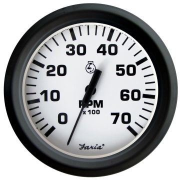 Faria Euro White 4&quot; Tachometer 7000 RPM (Gas) (Outboards)