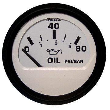 Faria Euro White 2&quot; Oil Pressure Gauge (80 PSI)