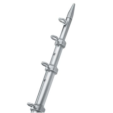 TACO 8' Center Rigger Pole - Silver w/Silver Rings & Tip - 1-1/8&quot; Butt End Diameter