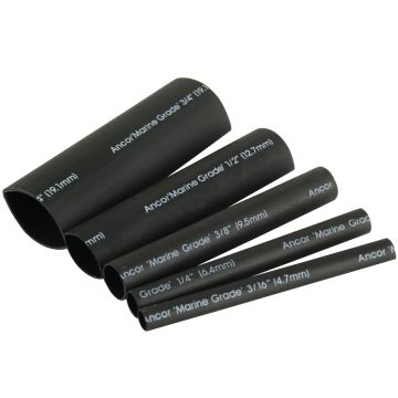 Ancor Adhesive Lined Heat Shrink Tubing Kit - 8-Pack, 3&quot;, 20 to 2/0 AWG, Black