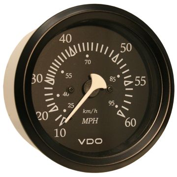 VDO Cockpit Marine 85mm (3-3/8&quot;) 60 MPH Pitot Speedometer - Black Dial/Bezel