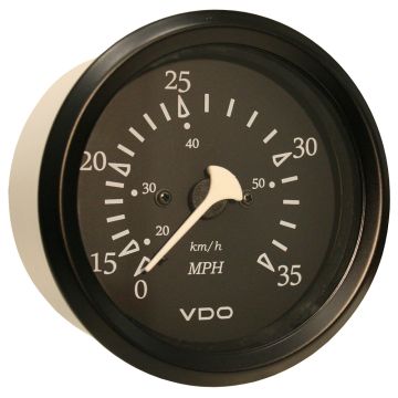 VDO Cockpit Marine 85mm (3-3/8&quot;) 35 MPH Pitot Speedometer - Black Dial/Bezel