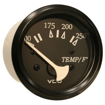 VDO Cockpit Marine 52mm (2-1/16&quot;) 250&deg; F Water Temperature Gauge - Black Dial/Bezel