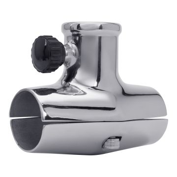 Stainless Rail Mount Flag Pole Sockets, 1-1/8"- 1-1/4" Rail, 1" Flagpole