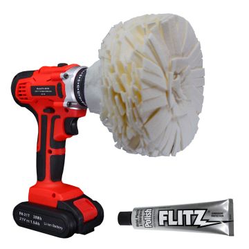 Flitz Buff Ball - Large 5&quot; - White w/1.76oz Tube Flitz Polish