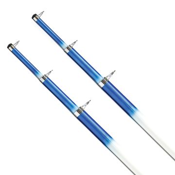 Tigress 15&#39; Telescoping Fiberglass Outrigger Poles - 1-1/8&quot; O.D. - White/Blue - Pair