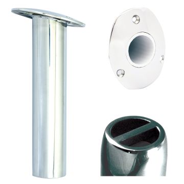 Tigress Oval Head SS Gunnel Mount Rod Holder - 15&#176; - 9&quot;