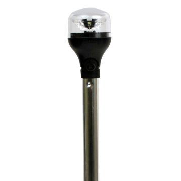 Attwood LightArmor All-Around Light - 12&quot; Aluminum Pole - Black Vertical Composite Base w/Adapter