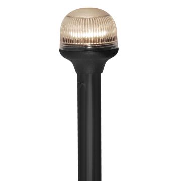 Attwood All-Around Fold-Down Incandescent Anti-Glare Lens Light - 12&quot; Black Plastic Pole - 12V - Horizontal Comp Base
