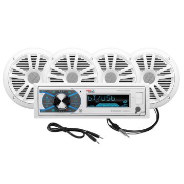 Boss Audio MCK632WB.64 Marine Stereo &amp; 2 Pairs of 6.5&quot; Speaker Kit - White