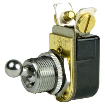 BEP SPST Chrome Plated Toggle Switch - 3/8&quot; Ball Handle - OFF/ON