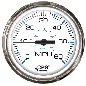 Faria Chesapeake White SS 4&quot; Studded Speedometer - 60MPH (GPS)