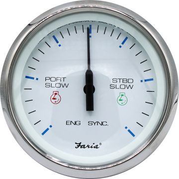 Faria 4&quot; Chesapeake SS White Engine Synchronizer - Dual Gas &amp; Var Ratio Alt Diesel