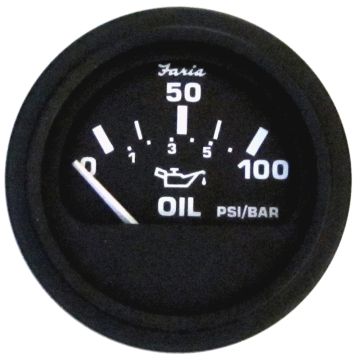 Faria Euro Black 2&quot; Oil Pressure Gauge (100 PSI)