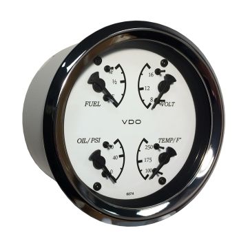 VDO Cockpit Marine 85mm (3-3/8&quot;) 4 in 1 Gauge - White Dial/Bezel