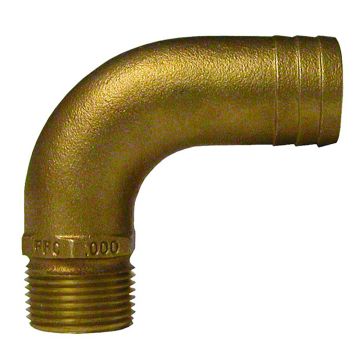 GROCO 1-1/2&quot; NPT x 1-3/4&quot; ID Bronze Full Flow 90&deg; Elbow Pipe to Hose Fitting