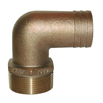 GROCO 1-1/4&quot; NPT x 1-1/4&quot; ID Bronze 90 Degree Pipe to Hose Fitting Standard Flow Elbow