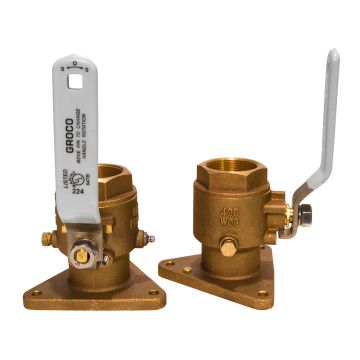 GROCO 1-1/2&quot; Bronze Tri-Flanged Ball Valve/Seacock