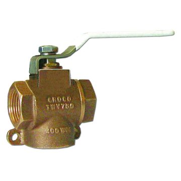 GROCO 1-1/2&quot; NPT Bronze 3-Way Valve
