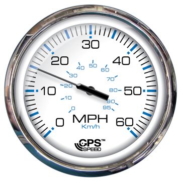 Faria Chesapeake White SS 5&quot; Speedometer - 60 MPH (GPS)(Studded)