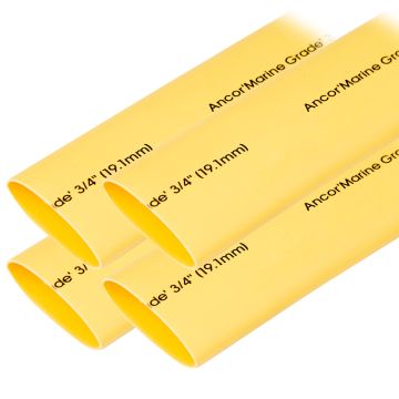 Ancor Heat Shrink Tubing 3/4&quot; x 6&quot; - Yellow - 4 Pieces