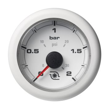 Veratron 52MM (2-1/16&quot;) OceanLink Boost Pressure Gauge - 2 Bar/30PSI - White Dial &amp; Bezel